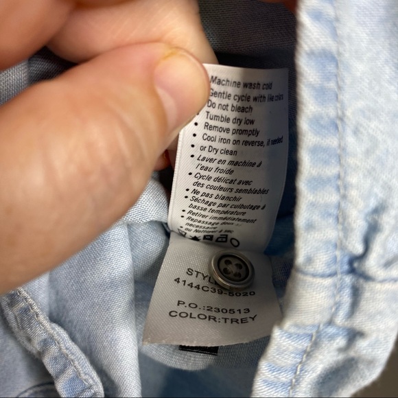 Paige Layda Denim Button Down Ruffle Shirt - Picture 10 of 15